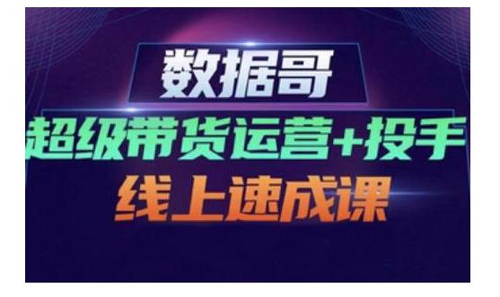 数据哥·超级带货运营+投手线上速成课，快速提升运营和熟悉学会投手技巧-财富课程