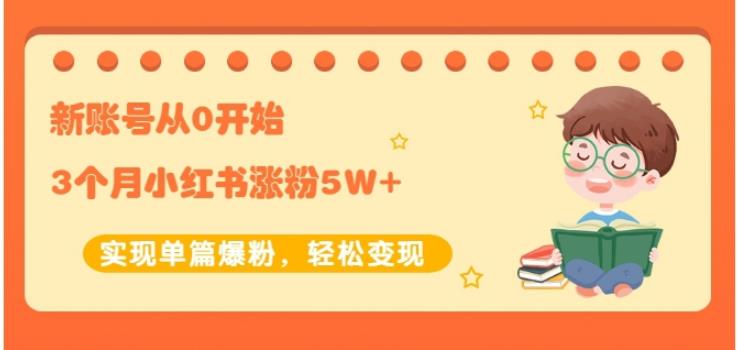 新账号从0开始3个月小红书涨粉5W+实现单篇爆粉，轻松变现（干货）-财富课程