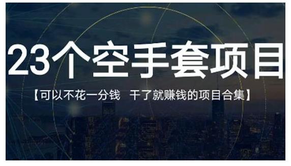 23个空手套项目大合集，0成本0投入，干了就赚钱纯空手套生意经-财富课程