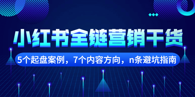 小红书全链营销干货，5个起盘案例，7个内容方向，n条避坑指南-财富课程