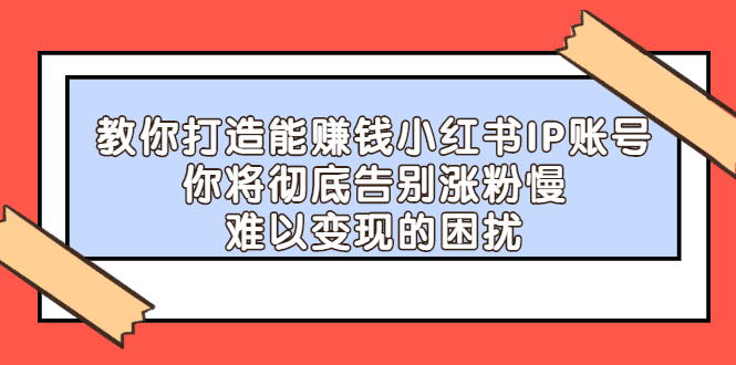 教你打造能赚钱小红书IP账号，了解透彻小红书的真正玩法-财富课程