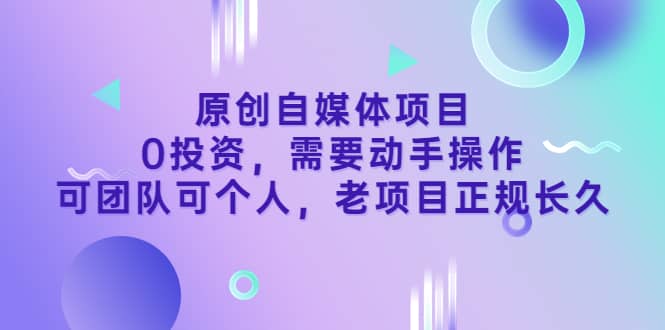 原创自媒体项目，0投资，需要动手操作，可团队可个人，老项目正规长久-财富课程