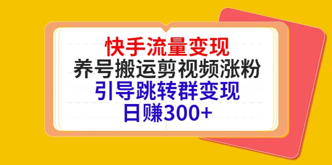 快手流量变现，养号搬运剪视频涨粉，引导跳转群变现日赚300+-财富课程