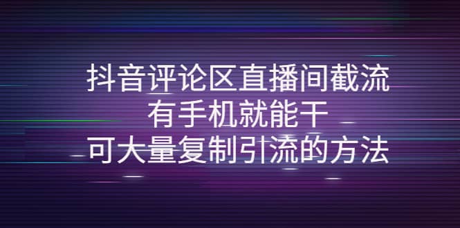 抖音评论区直播间截流，有手机就能干，可大量复制引流的方法-财富课程