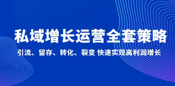 私域增长运营全套策略：引流、留存、转化、裂变 快速实现高利润增长-财富课程