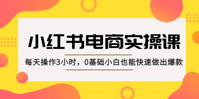 小红书·电商实操课：每天操作3小时，0基础小白也能快速做出爆款-财富课程