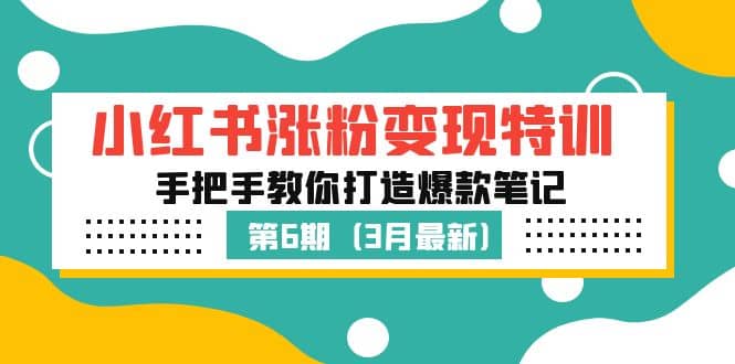 小红书涨粉变现特训·第6期，手把手教你打造爆款笔记（3月新课）-财富课程