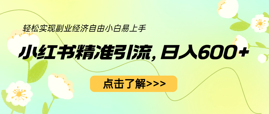 小红书精准引流，小白日入600+，轻松实现副业经济自由（教程+1153G资源）-财富课程