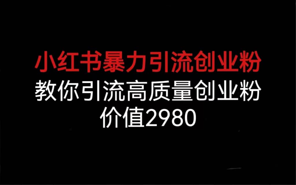 小红书暴力引流创业粉，教你引流高质量创业粉，价值2980-财富课程