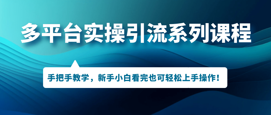 多平台实操引流系列课程，手把手教学，新手小白看完也可轻松上手引流操作-财富课程