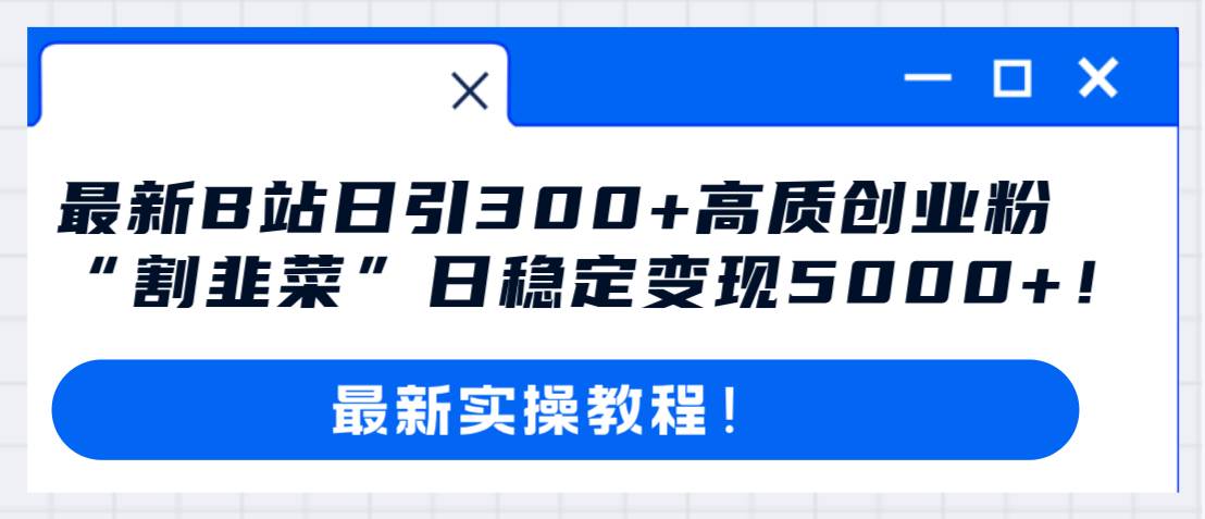 最新B站日引300+高质创业粉教程！“割韭菜”日稳定变现5000+！-财富课程