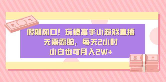 假期风口！玩梗高手小游戏直播，无需露脸，每天2小时，小白也可月入2W+-财富课程