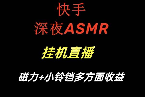 快手深夜ASMR挂机直播磁力+小铃铛多方面收益-财富课程