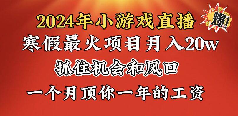 2024年寒假爆火项目，小游戏直播月入20w+，学会了之后你将翻身-财富课程