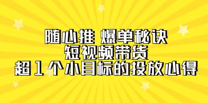 随心推 爆单秘诀，短视频带货-超1个小目标的投放心得（7节视频课）-财富课程