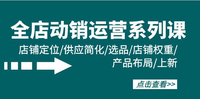 全店·动销运营系列课：店铺定位/供应简化/选品/店铺权重/产品布局/上新-财富课程