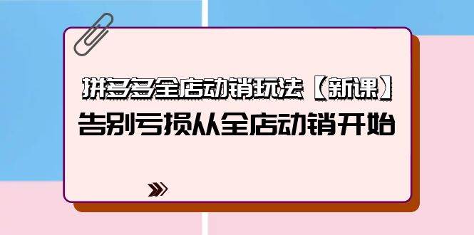 拼多多全店动销玩法【新课】，告别亏损从全店动销开始（4节视频课）-财富课程