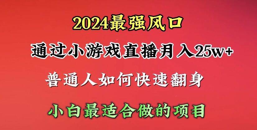 2024年最强风口，通过小游戏直播月入25w+单日收益5000+小白最适合做的项目-财富课程