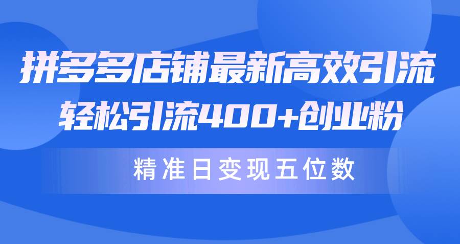 拼多多店铺最新高效引流术，轻松引流400+创业粉，精准日变现五位数！-财富课程