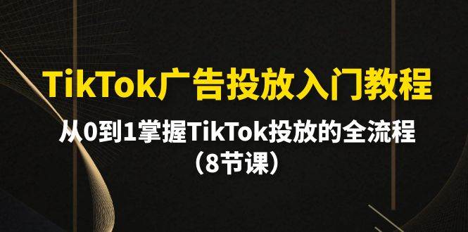 TikTok广告投放入门教程，从0到1掌握TikTok投放的全流程（8节课）-财富课程