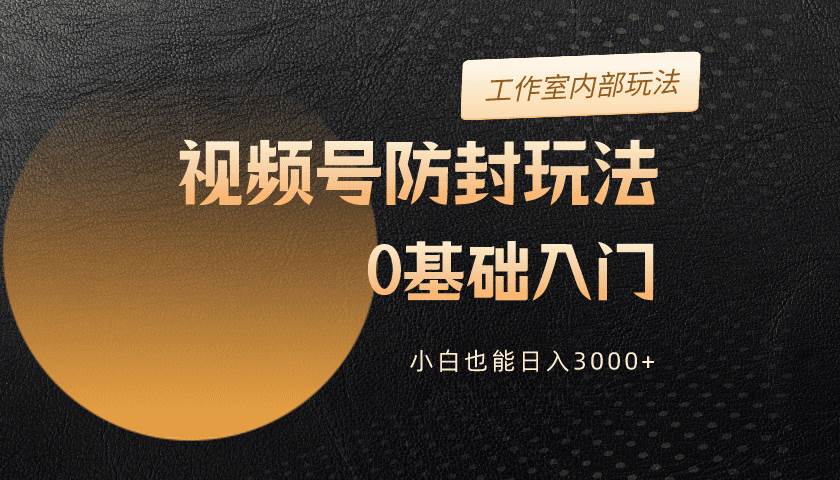 2024视频号升级防封玩法，零基础入门，小白也能日入3000+-财富课程