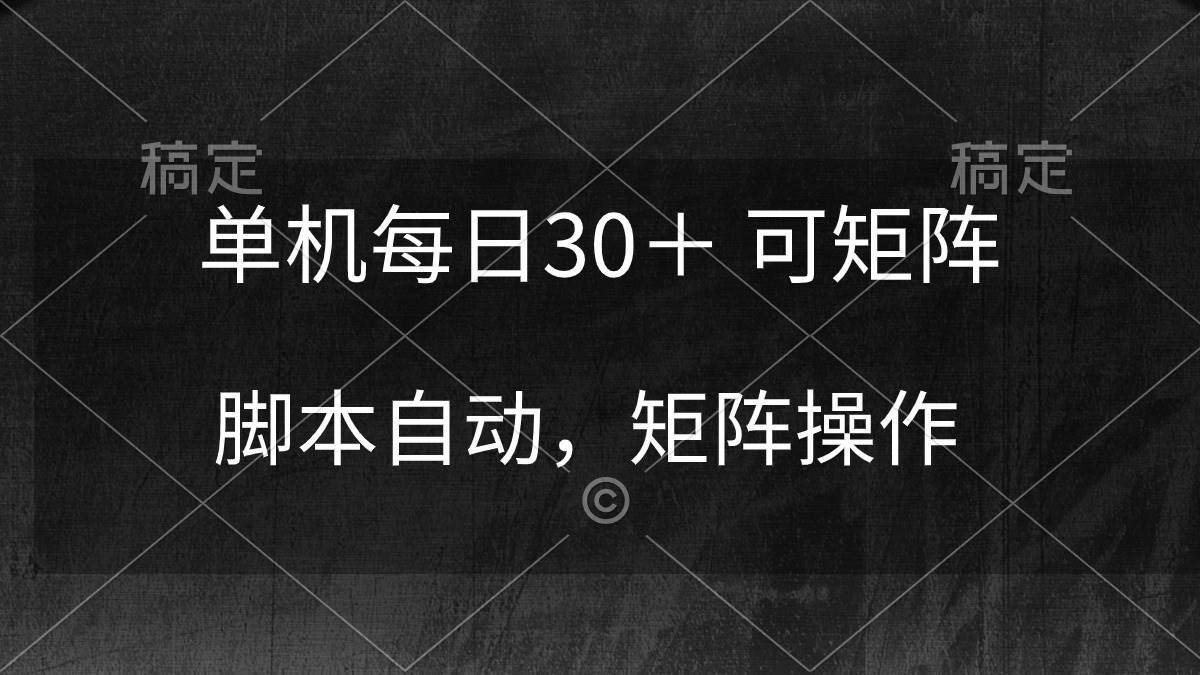 单机每日30＋ 可矩阵，脚本自动 稳定躺赚-财富课程