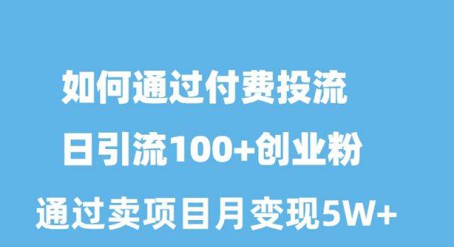 如何通过付费投流日引流100+创业粉月变现5W+-财富课程