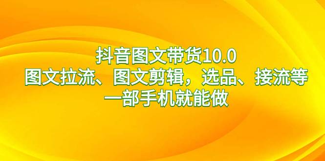 抖音图文带货10.0，图文拉流、图文剪辑，选品、接流等，一部手机就能做-财富课程