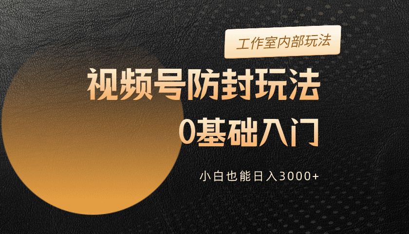 2024微信视频号更新封号游戏玩法，零基础入门，新手也可以日入3000-财富课程