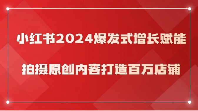 小红书的2024井喷式增长创变，拍照优质内容打造出上百万店面！-财富课程