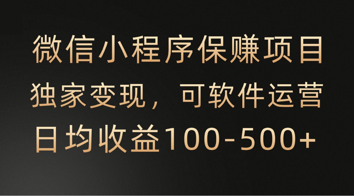 微信小程序，腾讯保赚项目，可软件自动运营，日均100-500+收益有保障-财富课程