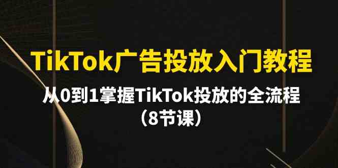 TikTok广告投放入门教程，从0到1掌握TikTok投放的全流程-财富课程