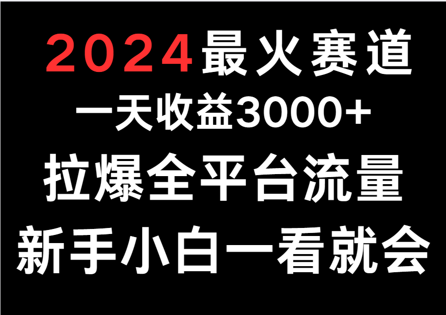 2024最红跑道，一天收一3000 .拉爆全用户流量，新手入门一看就会-财富课程