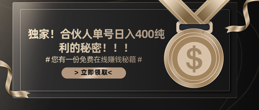 合作伙伴广告宣传撸金全新游戏玩法，每日运单号400净利-财富课程