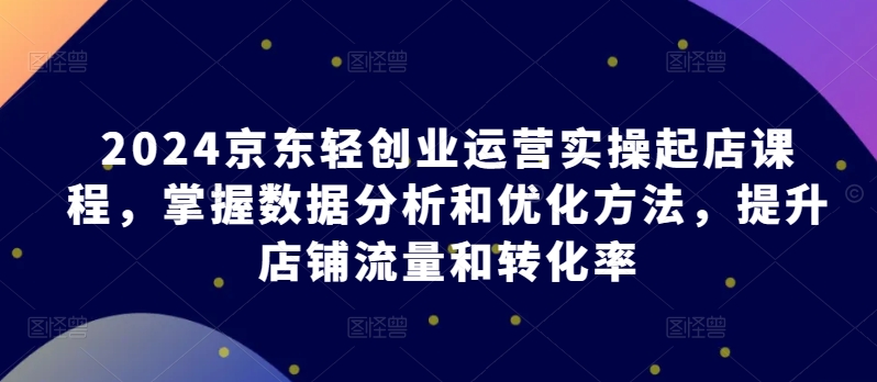 2024京东轻创业运营实操起店课程，掌握数据分析和优化方法，提升店铺流量和转化率-财富课程