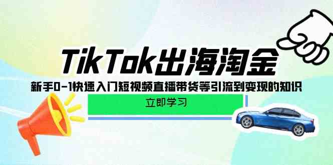 TikTok出航挖金，初学者0-1快速上手短视频带货卖货等引导到快速变现专业知识-财富课程