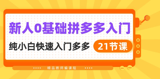 新手0基本拼多多平台新手入门，纯小白快速上手多多的-财富课程