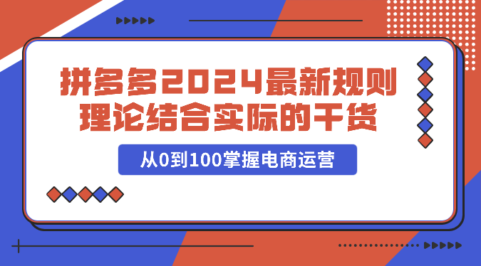 拼多多平台2024全新标准理论与实践相结合的干货知识，从0到100把握网店运营-财富课程