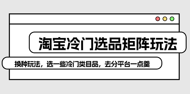 淘宝网小众选款引流矩阵游戏玩法：换个游戏玩法，选一些冷门类目品，去分服务平台一点羹-财富课程