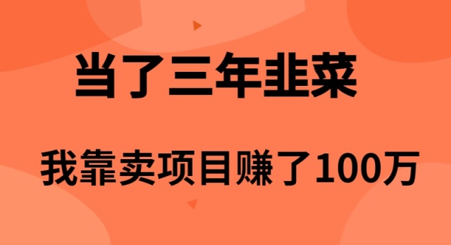 当上3年韭莱，卧槽卖项目挣了100万-财富课程