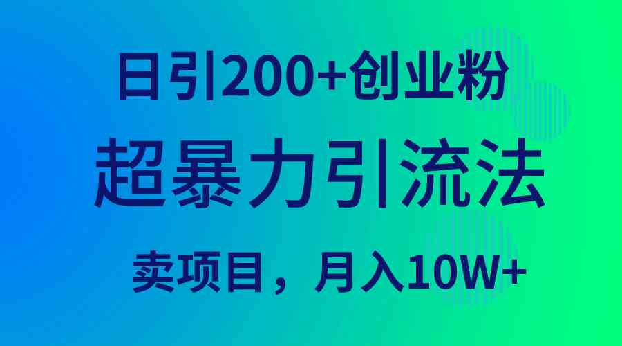 超暴力引流法，日引200+创业粉，卖项目月入10W+-财富课程