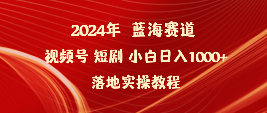 2024年蓝海赛道视频号短剧 小白日入1000+落地实操教程-财富课程