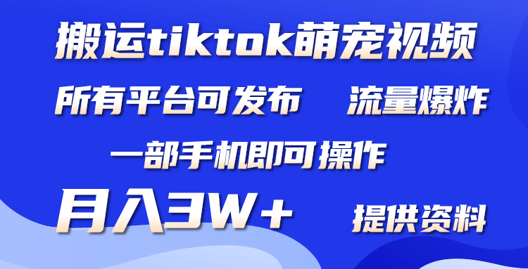 运送Tiktok萌宝类视频，一部手机就可以。全部短视频app都可实际操作，月入3W-财富课程