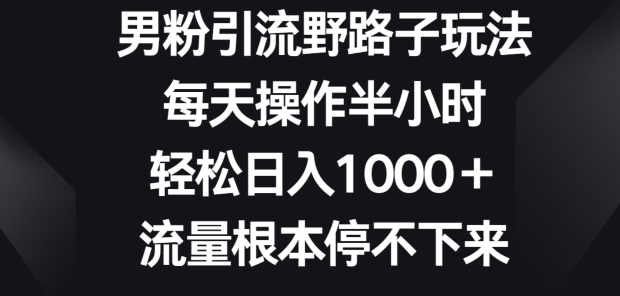 男粉引流野路子玩法，每天操作半小时轻松日入1000+，流量根本停不下来-财富课程