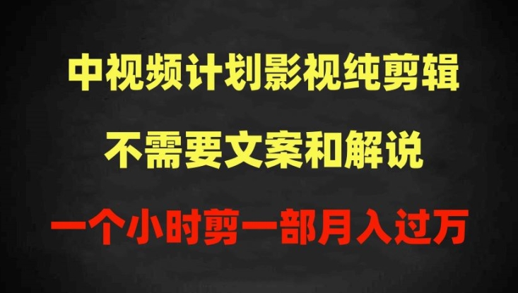 中视频计划影视纯剪辑，不需要文案和解说，一个小时剪一部，100%过原创月入过万【揭秘】-财富课程