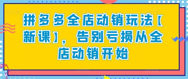 拼多多全店动销玩法【新课】，告别亏损从全店动销开始-财富课程