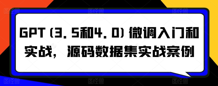 GPT(3.5和4.0)微调入门和实战，源码数据集实战案例-财富课程