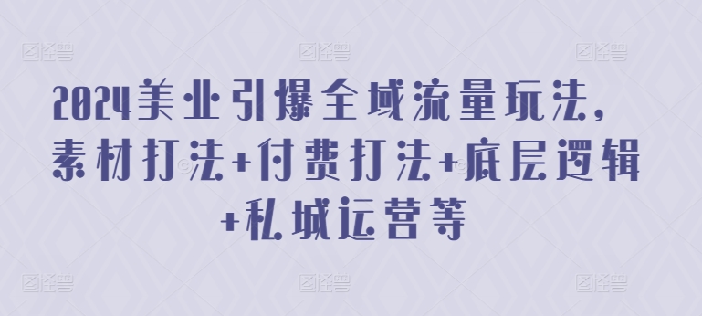 2024美业引爆全域流量玩法，素材打法 付费打法 底层逻辑 私城运营等-财富课程