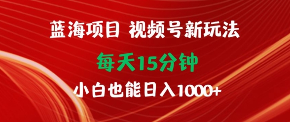 蓝海项目，视频号新玩法，每天15分钟，小白也能日入1000+-财富课程