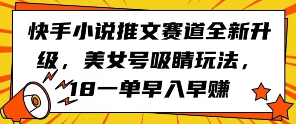 快手小说推文赛道全新升级，美女号吸睛玩法，18一单早入早赚-财富课程